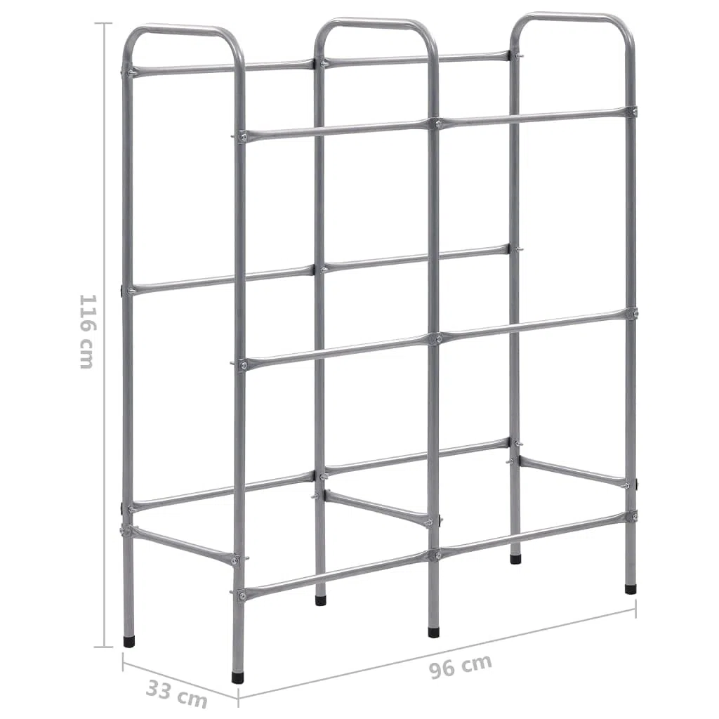 Estantería para 6 cajas plateadas, 96 x 33 x 116 cm, acero con recubrimiento en polvo, estante inclinado para alimentos y bebidas, estantería de almacenamiento para taller, garaje, pasillo
