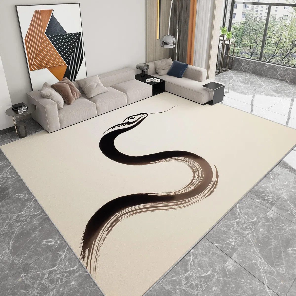 Alfombra antideslizante de serpiente china, 180 x 240 cm, con estampado de ambiente divertido, alfombra para dormitorio de niños y niñas, alfombra de suelo para sala de estar, dormitorio, alfombra de