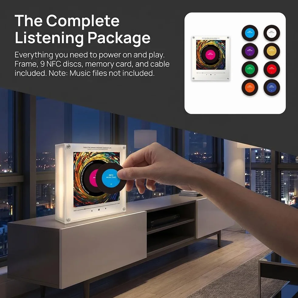 Imán magnético para refrigerador NFC, altavoz de canto de inducción, paquete de 9 calcomanías de sonido programables inteligentes con luces RGB, para decoración de escritorio de oficina y dispositivos