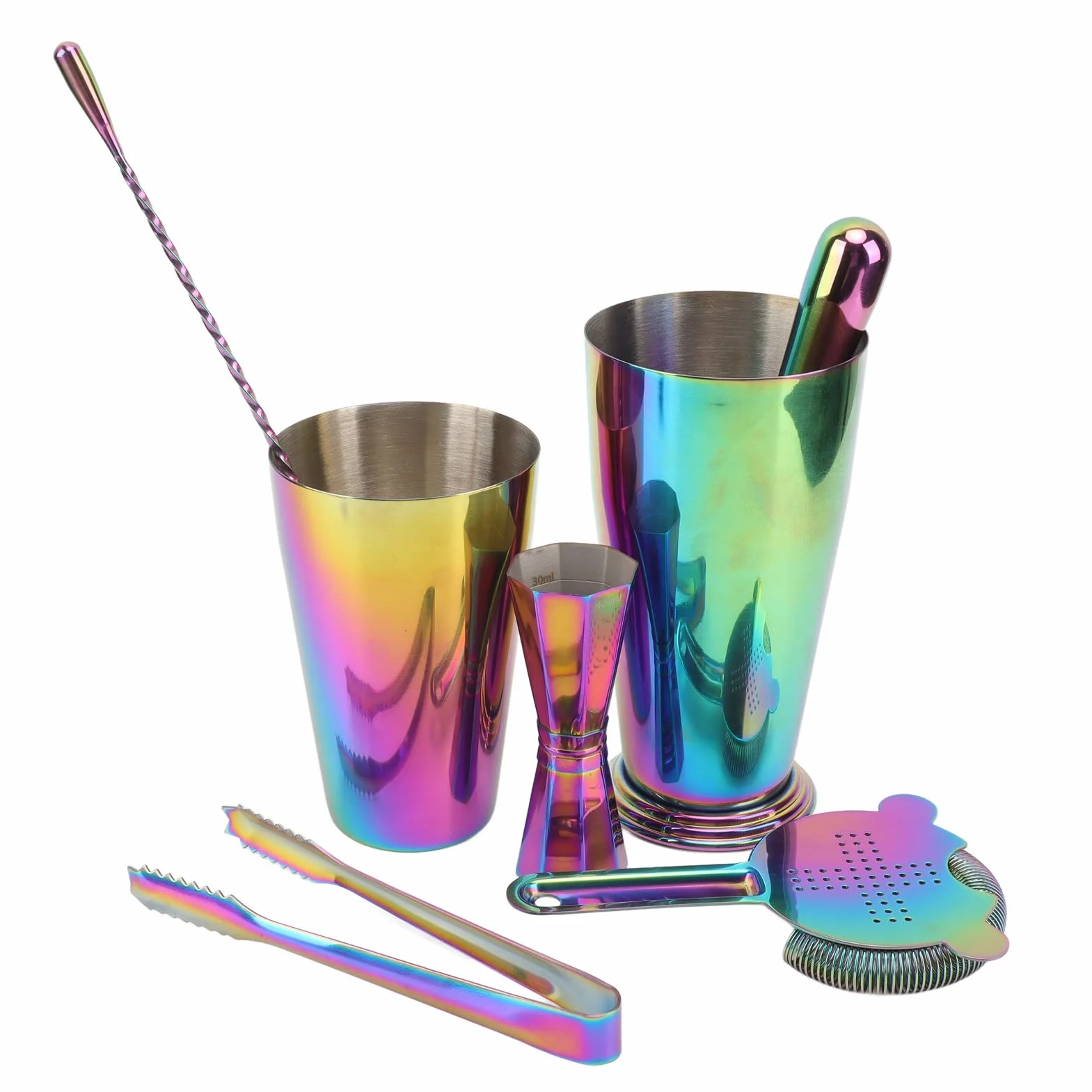 Juego de Coctelera de Acero Inoxidable, Kit de Barman de Mixología, Juego de Coctelera de Bar, Juego de Coctelera de Alcohol, Coctelera de Preservación del Calor, Juego de Jigger para Bar Restaurante