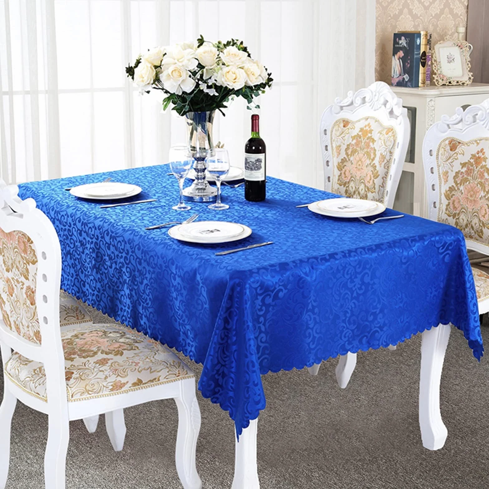 Mantel De Comedor Rectangular Cubierta Protectora de Lujo for Mesa de Decoración De Mesa De Comedor, Tela de Mantel Jacquard Rectangular ecológica for Restaurante de Bodas Moderno