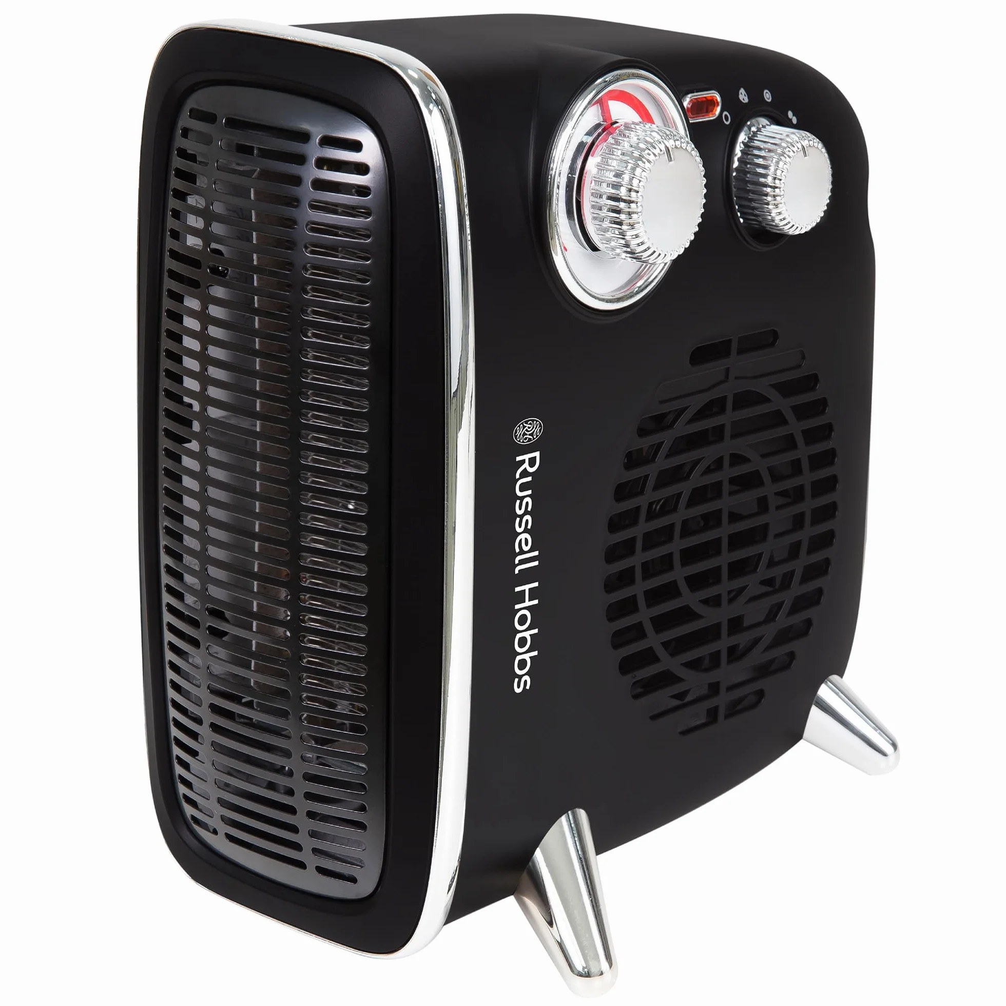 Russell Hobbs RHRETHFH1001B Calefactor Eléctrico de 1800 W/1.8 kW, Ventilador Retro Horizontal/Vertical, con Termostato Ajustable, 2 Ajustes de Temperatura, 20 m2, Control de Dial, Negro
