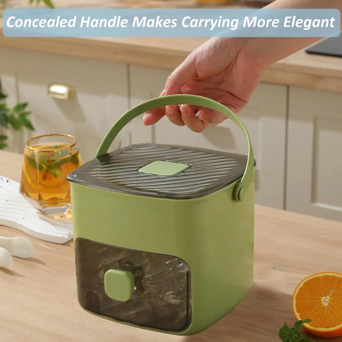 Pequeña máquina de cubitos de hielo, con 48 rejillas, molde para cubitos de hielo con cajón y recipiente de almacenamiento, cubitos de hielo con recipiente para cubitos de hielo, para Home