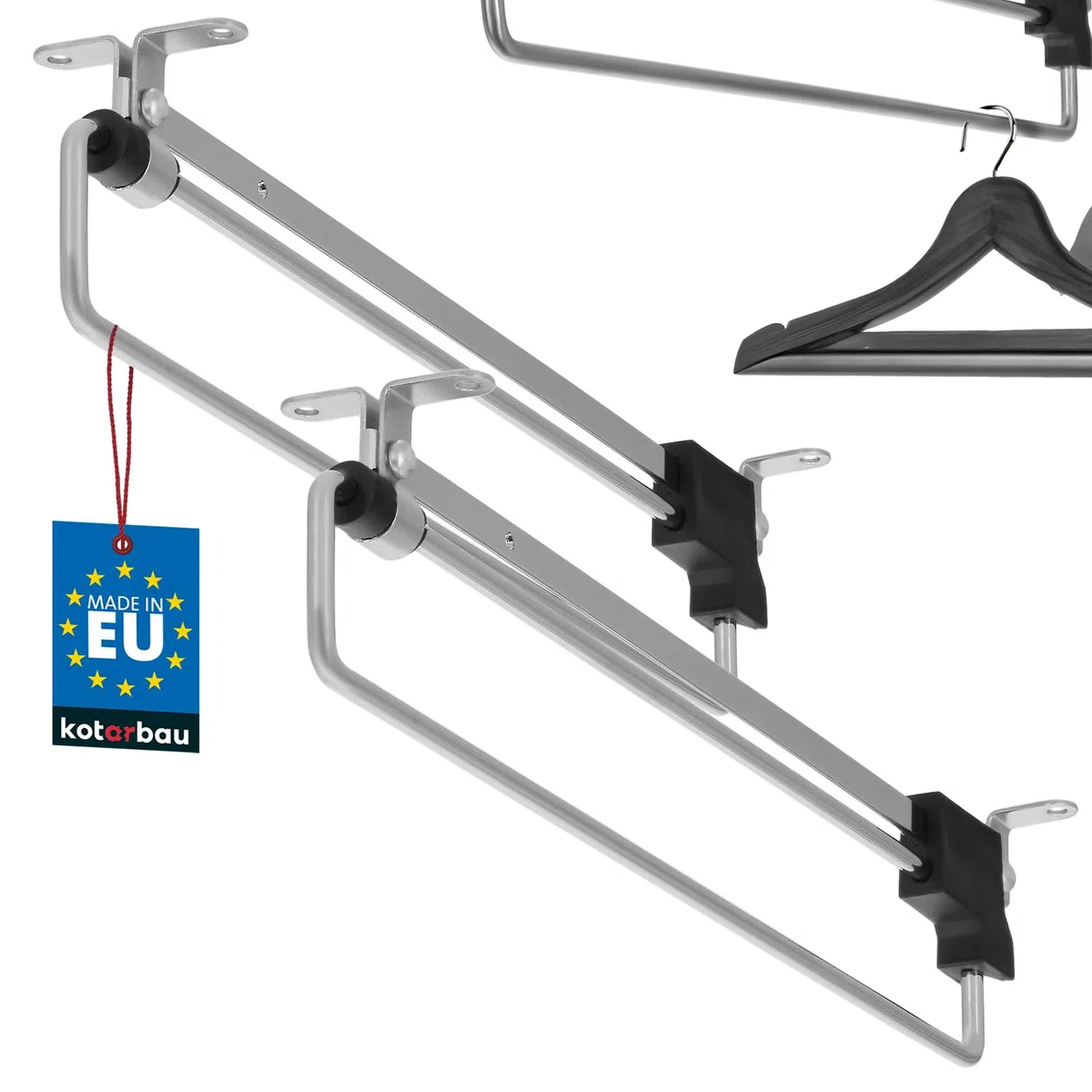 KOTARBAU® 2 x Colgadores extraíbles de perchas, Barras extensibles de armario 30 cm, Barra de armario o vestidor, Barra armario guardarropa, Perchero telescópico, Soporte para armarios, 2 uds
