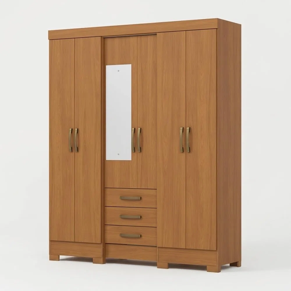 Armario Infantil Antares con Espejo, 6 Puertas y 3 Cajones – Moderno y Funcional - Blanco