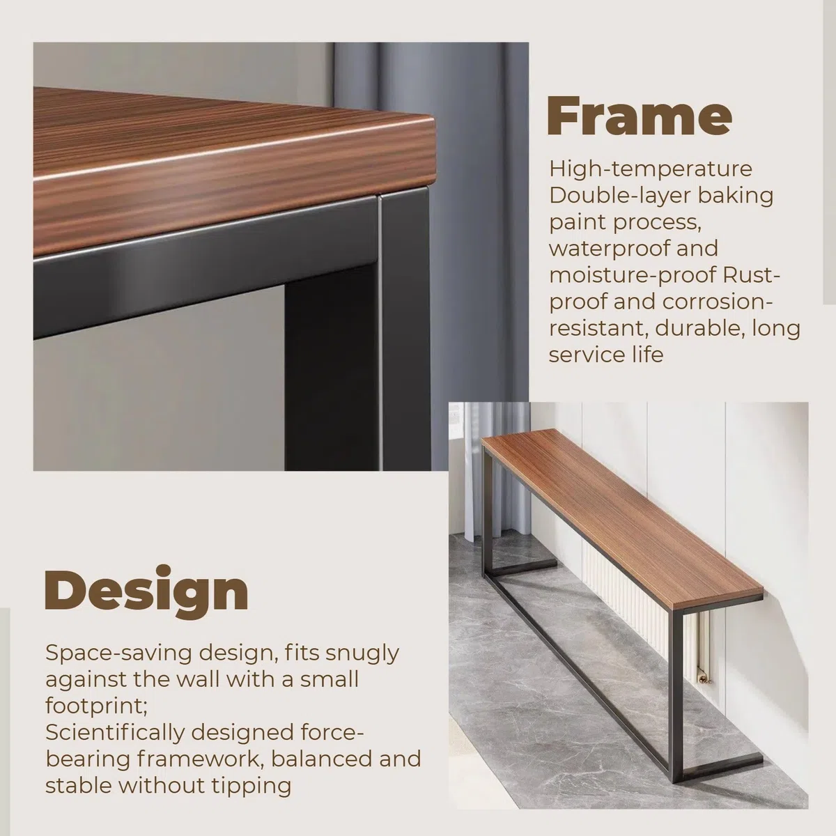Estante delgado negro para cubierta de radiador de 31.4 x 5.9 pulgadas, diseño de madera y metal, ideal para sala de estar y entrada, decoración moderna del hogar