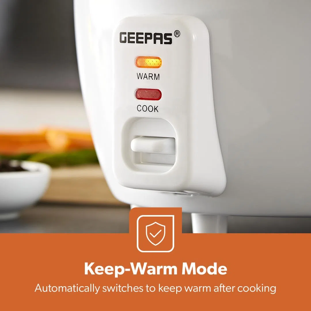 Geepas - Olla de arroz con vaporizador (1 L, 400 W, antiadherente, cocción automática, fácil limpieza, protección a altas temperaturas)