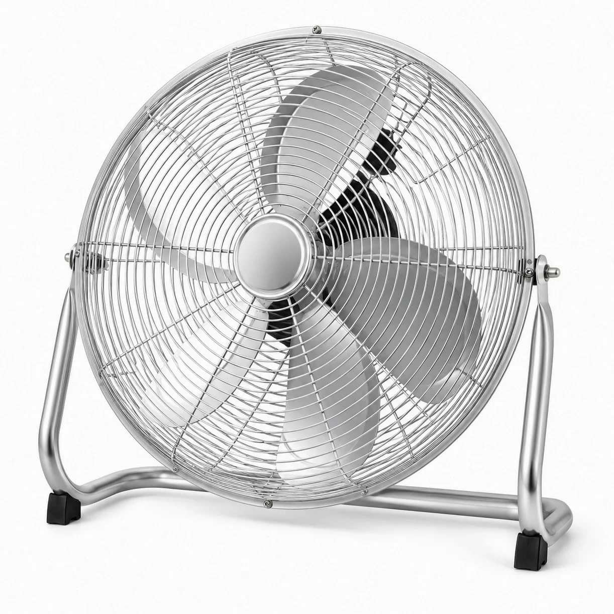 Ventilador Industrial de Suelo 20 Pulgadas, 130 W, Ventilador Metálico con 5 Aspas de Aluminio, 3 Velocidades e Inclinación Ajustable, para Taller, Almacén, Garaje, Gimnasio y Hogar