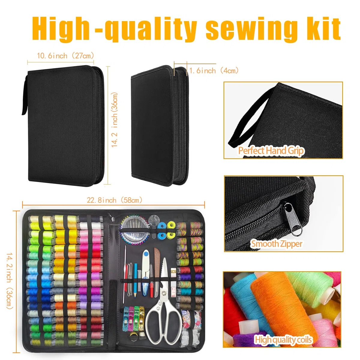 Kit de Costura Hilo de 66 Colores, 305 Accesorios de Costura Profesional, Incluye Agujas, Hilo, Tijeras, Botones y Más para Adultos, Principiantes, Hogar, Escuela, Viajes, Bricolaje, Emergencia