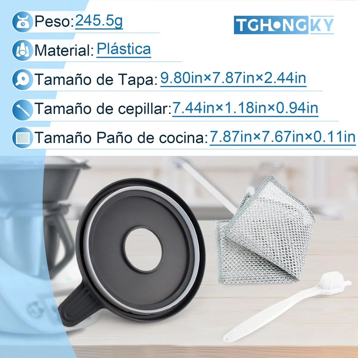 Tapa para Thermomix TM5 Tapa Incluye Junta de Silicona Tapa para Olla Robot de Cocina Meister para Thermomix TM6 Buen Efecto de Sellado Incluye Paño de Cocina y Cepillo de Limpieza XX