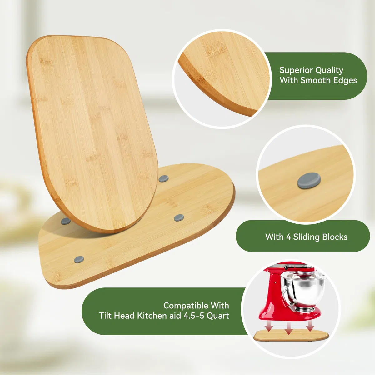 Mezclador deslizante de bambú compatible con batidora de soporte de elevación de tazón de cocina (4.5 cuartos de galón)