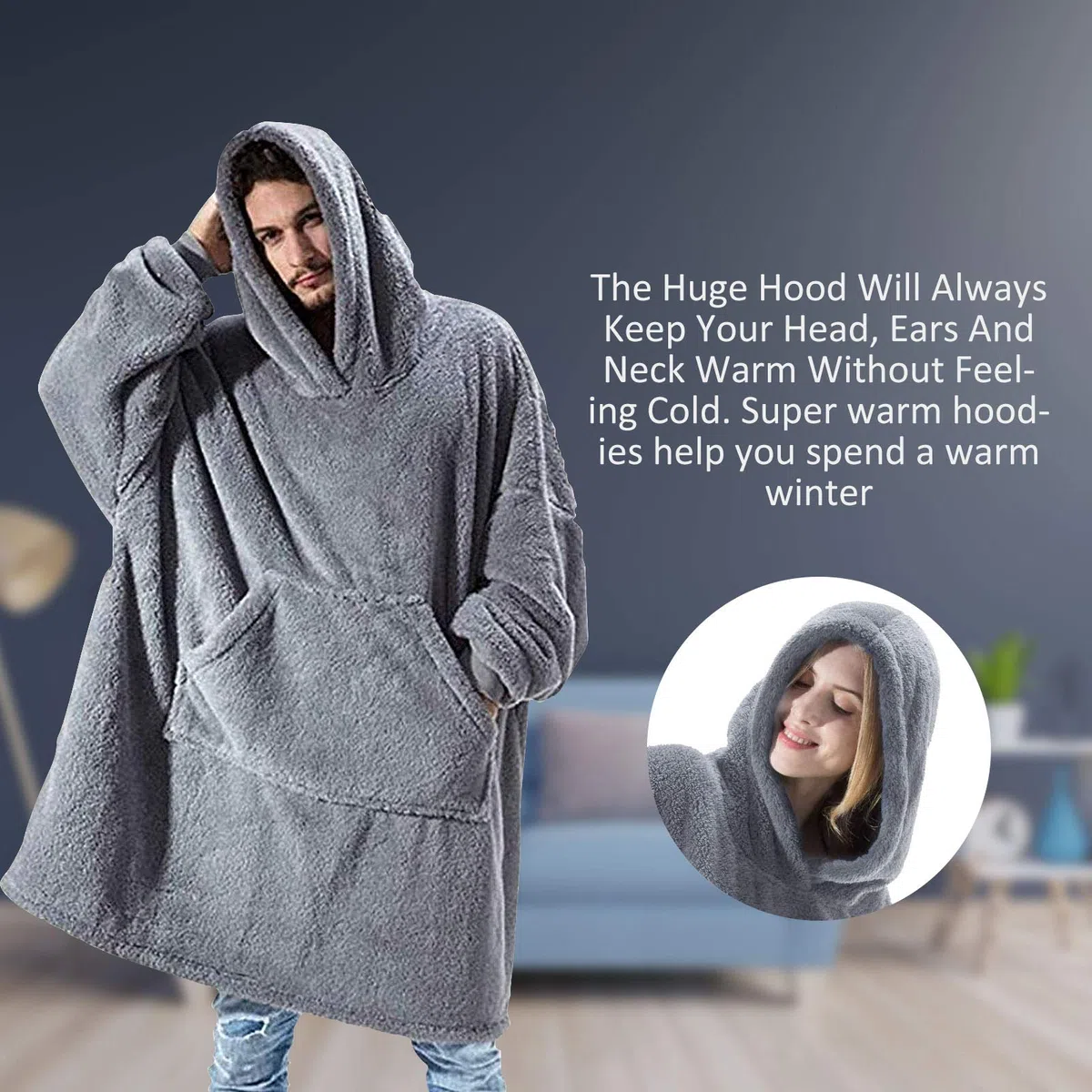 Hoodie Blanket, Oversized Sherpa Hoodie, Wearable Hoodie Sweatshirt Blanket, Super Soft Warm Comfortable Blanket Hoodie, One Size Fits All Adults Men Women Teens
