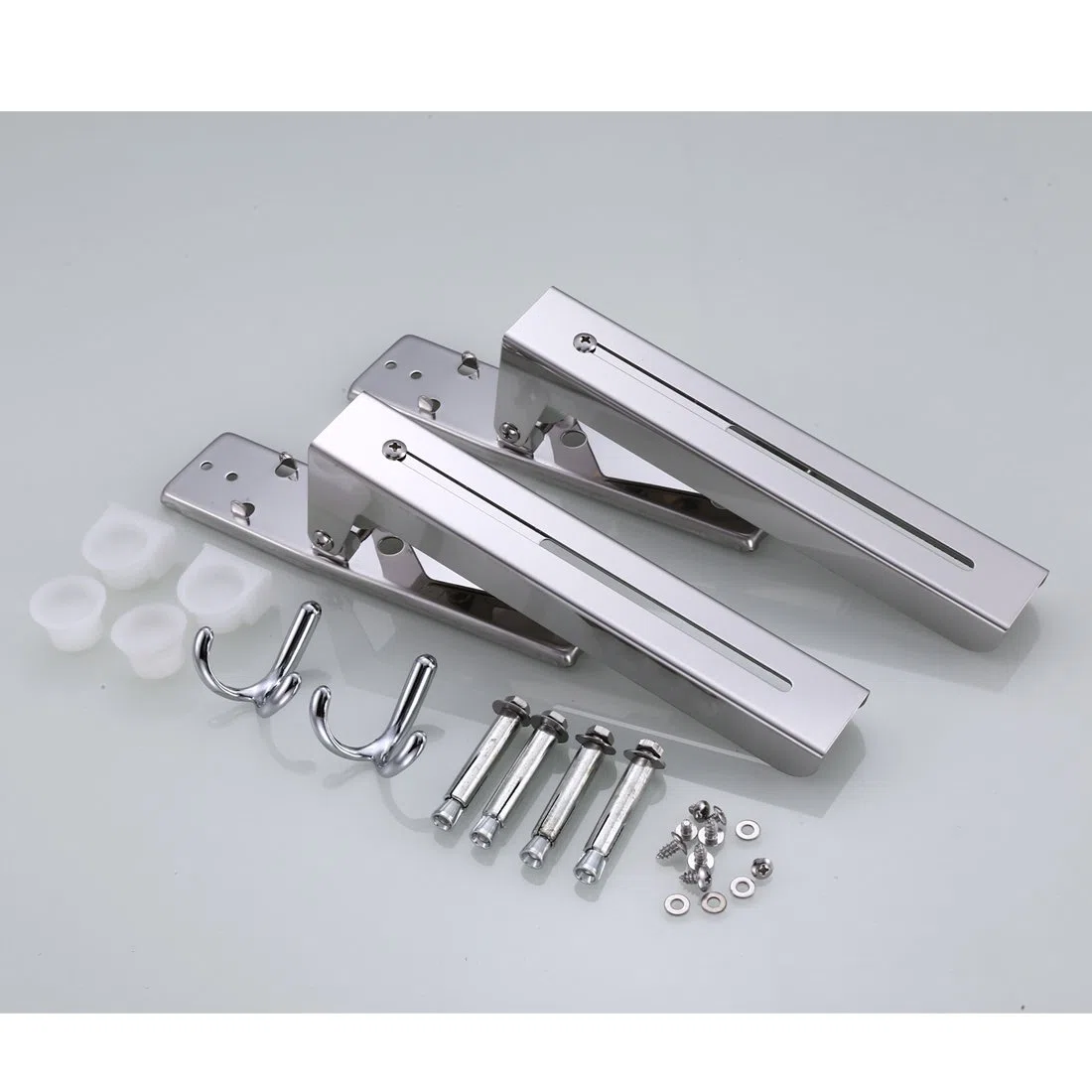 LOKEKE Soporte de pared plegable de acero inoxidable para horno microondas con ganchos de remolque
