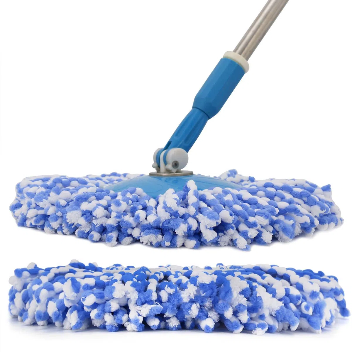 Spin Mop Bucket sistema acero inoxidable giro de 360 grados Magic – 3 mopas de microfibra mejor para madera azulejos o suelos laminados de madera con diseñado para durar mopa