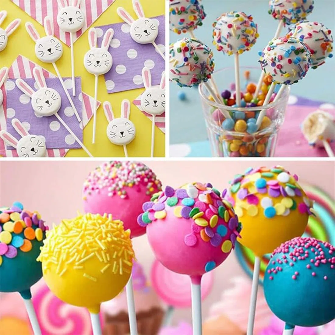 200 Piezas Palitos Para Piruletas Palos Para Cake Pops Divertidas Palos Para Piruletas Palillos De Papel Para Cake Pops Para Cumpleaños Bodas Baby Showers Fiestas Infantiles 100 * 3Mm