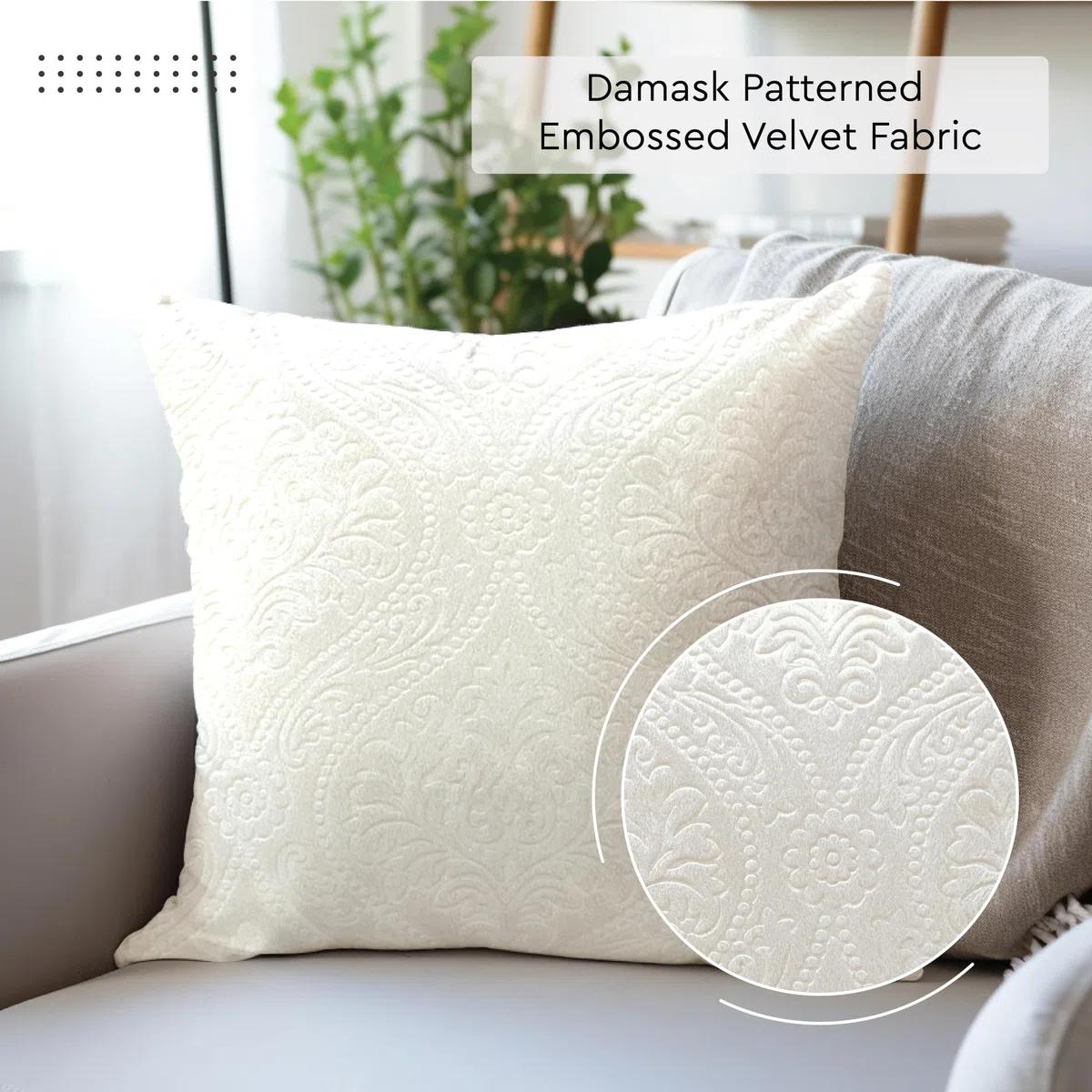 Encasa XO Fundas de Cojín de Terciopelo Gofrado de Lujo Fundas de Almohada de Felpa para Salones y Dormitorios Elegantes, 50x50 cm Crema | Juego de 2 | Solo Fundas, Sin Relleno