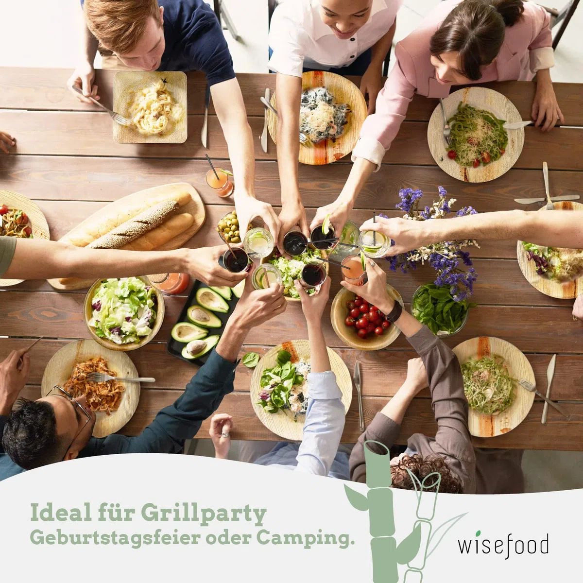 wisefood Cuchillos desechables de bambú 200 piezas de cubiertos de bambú 17 cm, cubiertos desechables biodegradables, cuchillos naturales de bambú, vajilla desechable, vajilla de fiesta