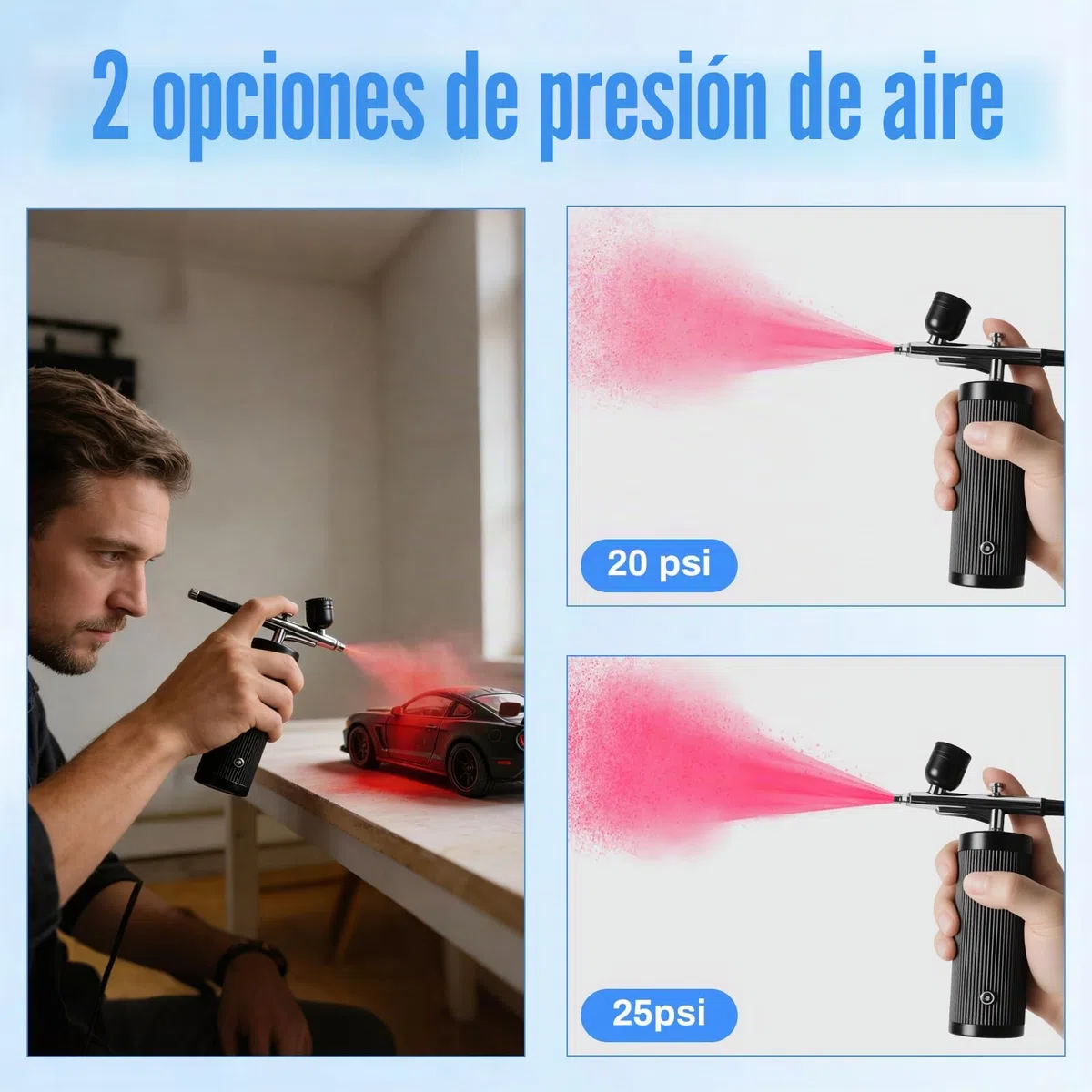 Kit de Aerógrafo con Compresor, Recargable Portátil Inalámbrico Compresor Aerografo, Boquilla de 0.3mm, para Pintura, Uñas, Maquillaje, Arte, Tatuaje, Decoración de Pasteles