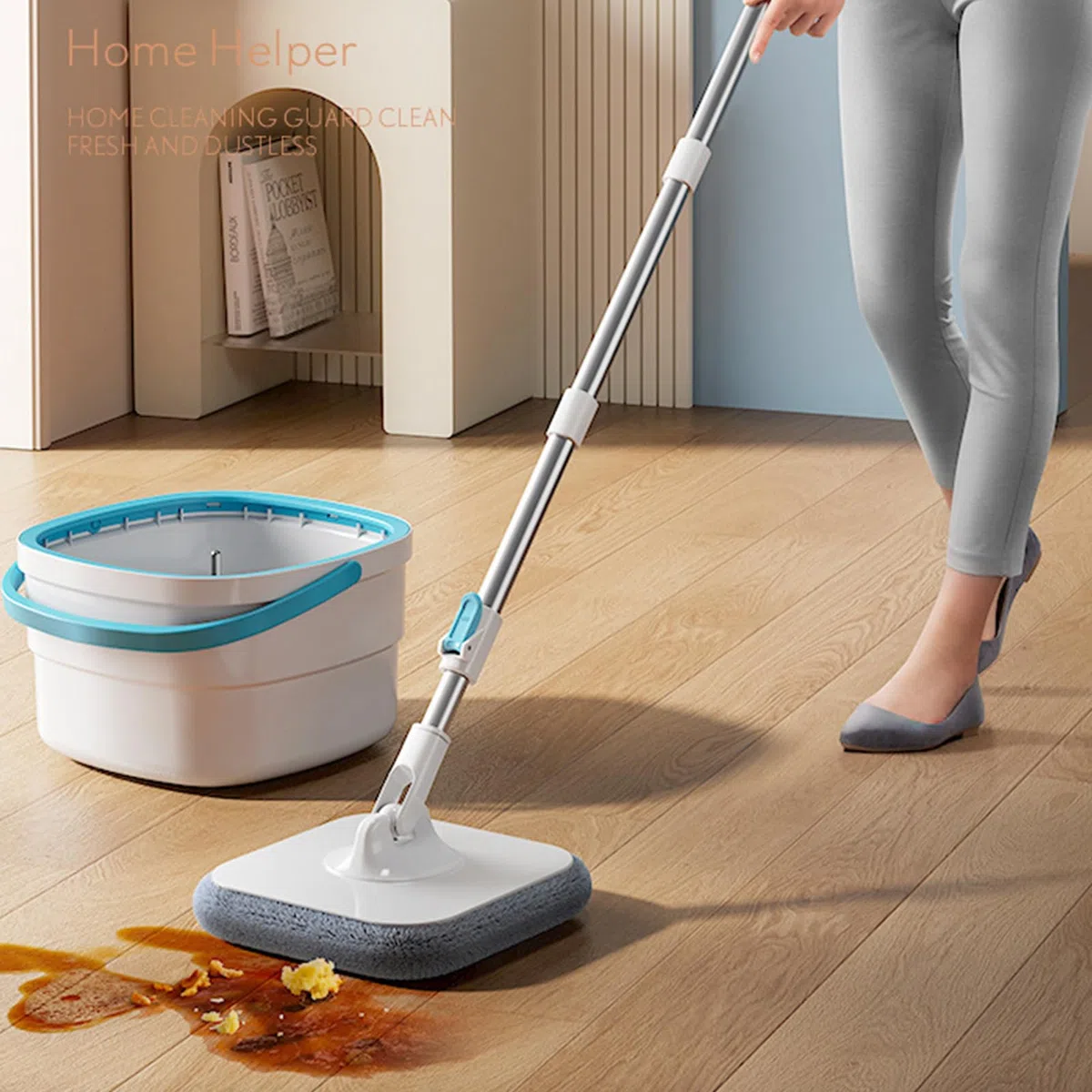 Juego de Fregona de Suelos y Cubo Utensilios De Limpieza Del Hogar Para | Juego De Fregona Cubo Y Escurridor Para Dormitorio, Comedor, Cocina, Baño, Estudio Y Para Suelos De Madera Dura