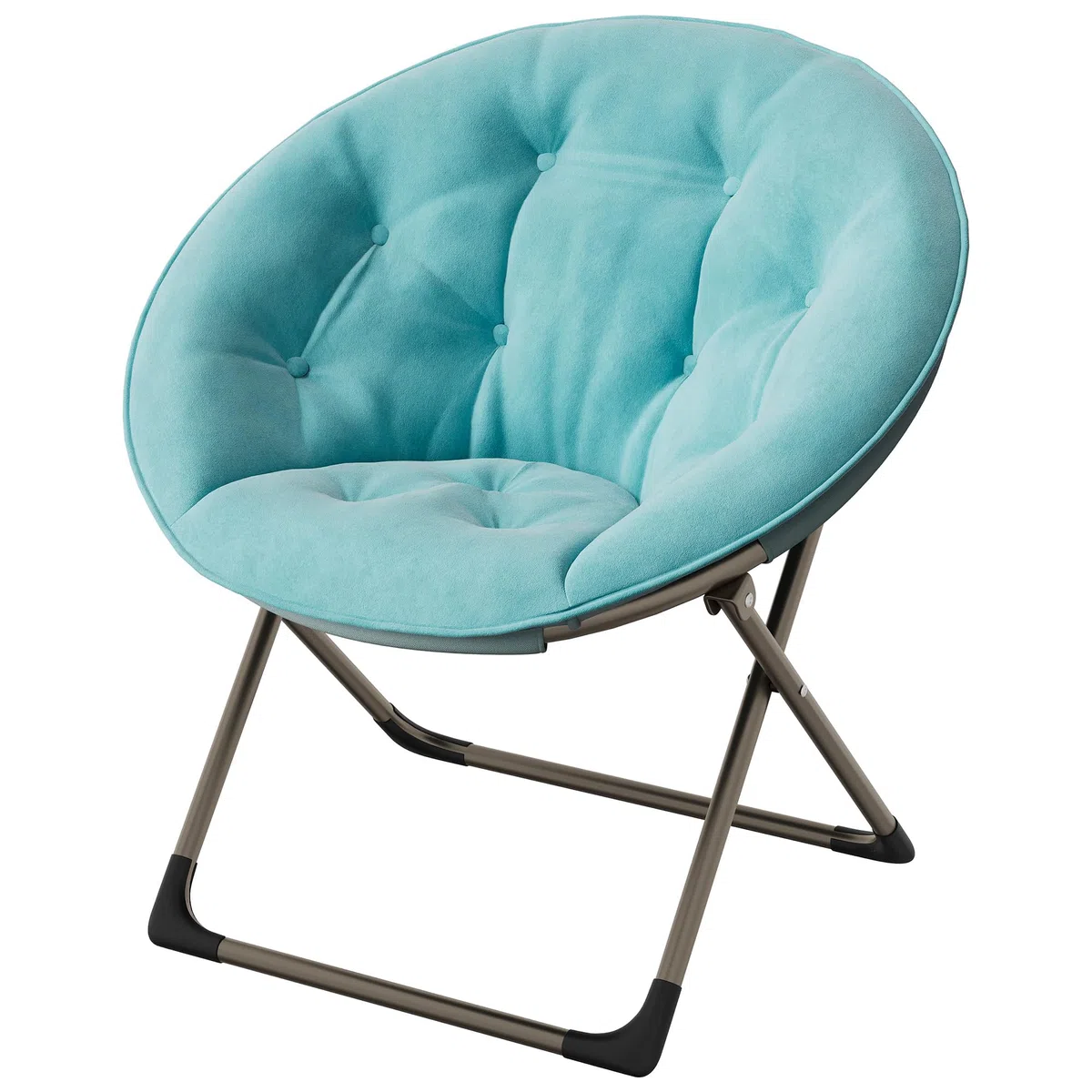 GarveeHome Silla Plegable Felpa Floral Sillón Luna - Metal 136 kg Azul | Felpa floral cómoda y estructura metal triangular. Para adultos y niños en dormitorio. Sin montaje necesario y resistente.