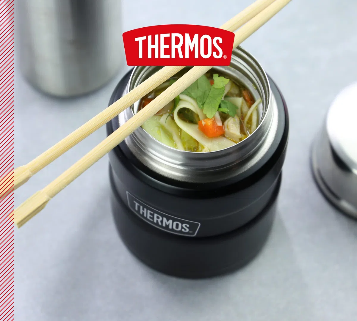 Recipiente para Alimentos de Acero Inoxidable de Thermos, Acero Inoxidable, Negro, 9,3 x 9,3 x 14,2 cm