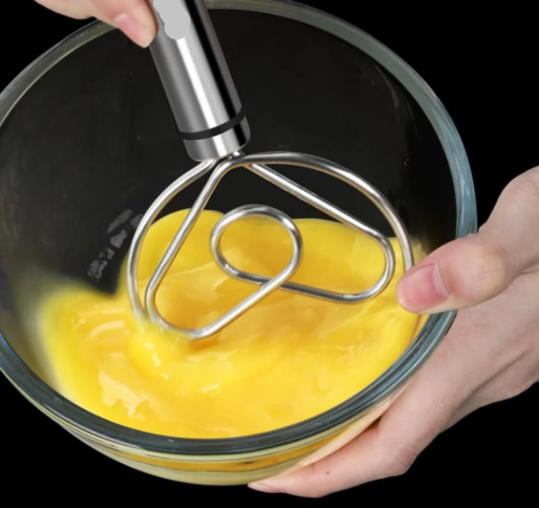 Varillas de Batir para Cocinar Batidor De Huevos Manual De Acero Inoxidable, Espumador De Leche Multifuncional, Batidor De Mano con Empuje Manual Huevos, Espumar, Batir