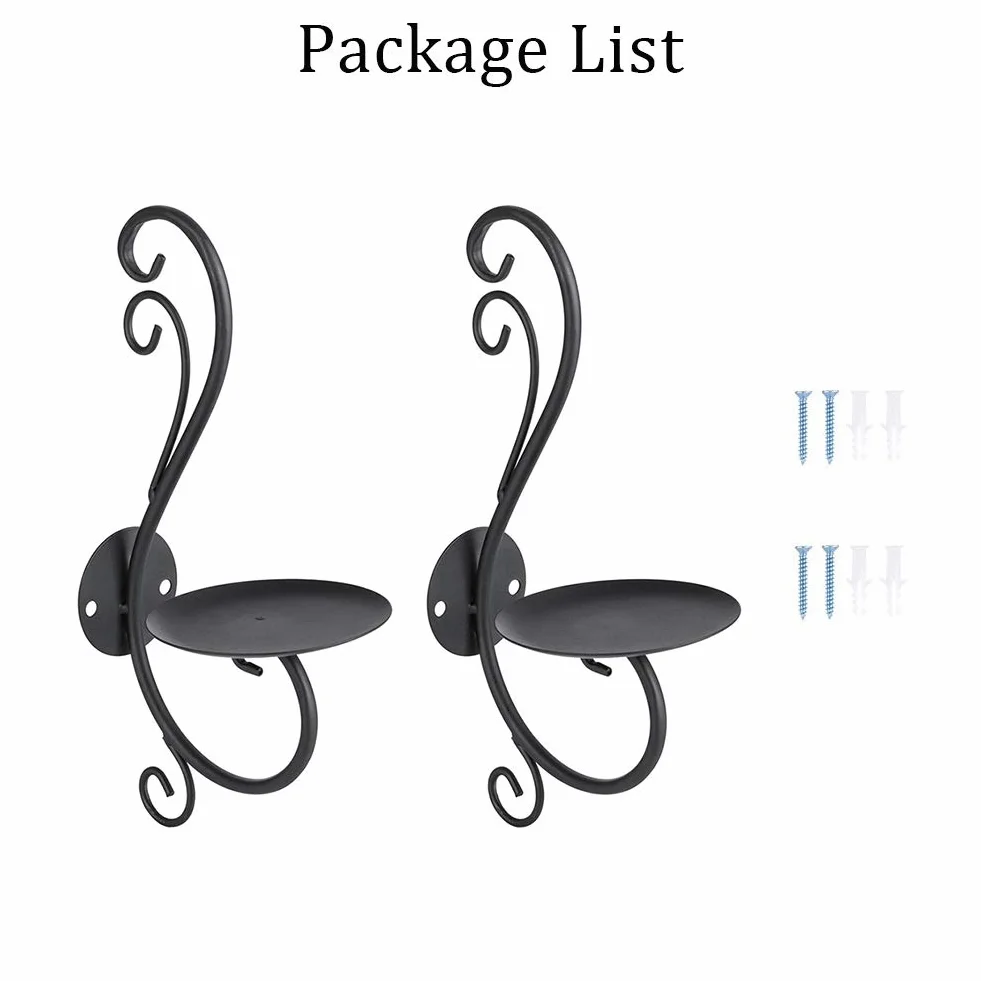 Sziqiqi Candelabro De Pared del Estilo Retro, Candelabro Creativo De La Vela del Hierro, Decoración De La Pared del Jardín Casero, Candelero, Negro