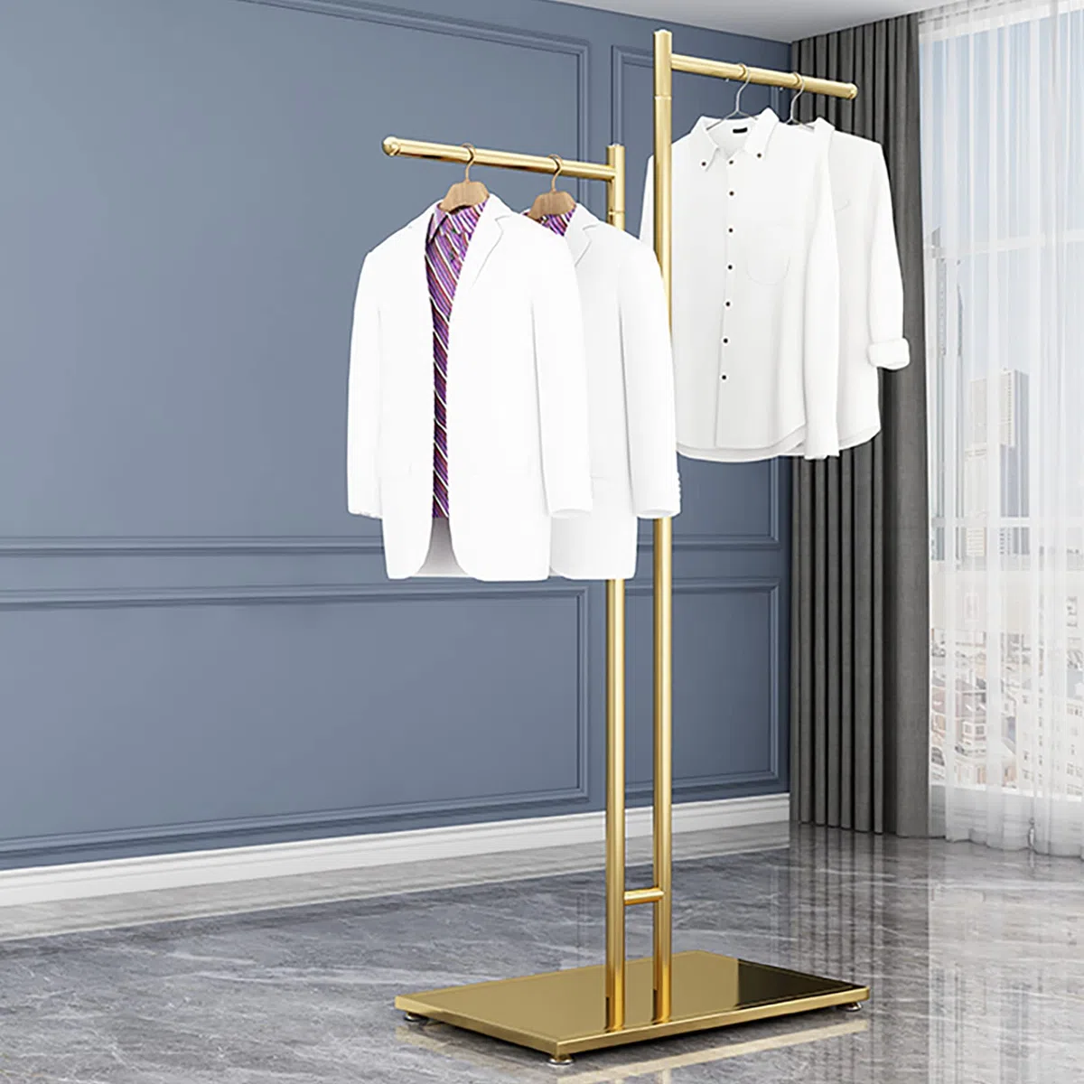 Rack De Recubrimiento De Ropa, Riel Multifunción con Doble Colgante De Rieles con Almohadillas Antideslizantes, Adecuado para Salas De Exposición Boutiques(Size:120cm)
