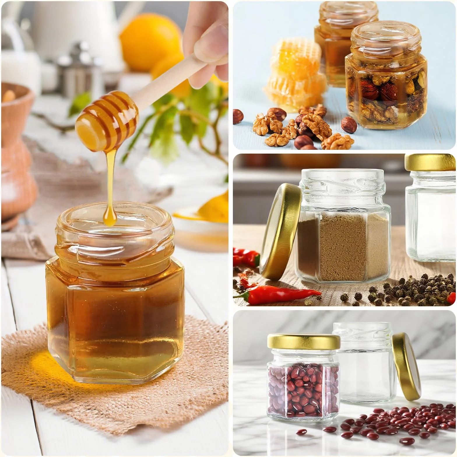 20 paquetes de latas de miel de vidrio de 45ml,Botecitos Para La Miel,con cucharas,colgantes de abejas,bolsas de regalo,tarjetas de agradecimiento,pegatinas,perfecto para baby shower,recuerdos de boda