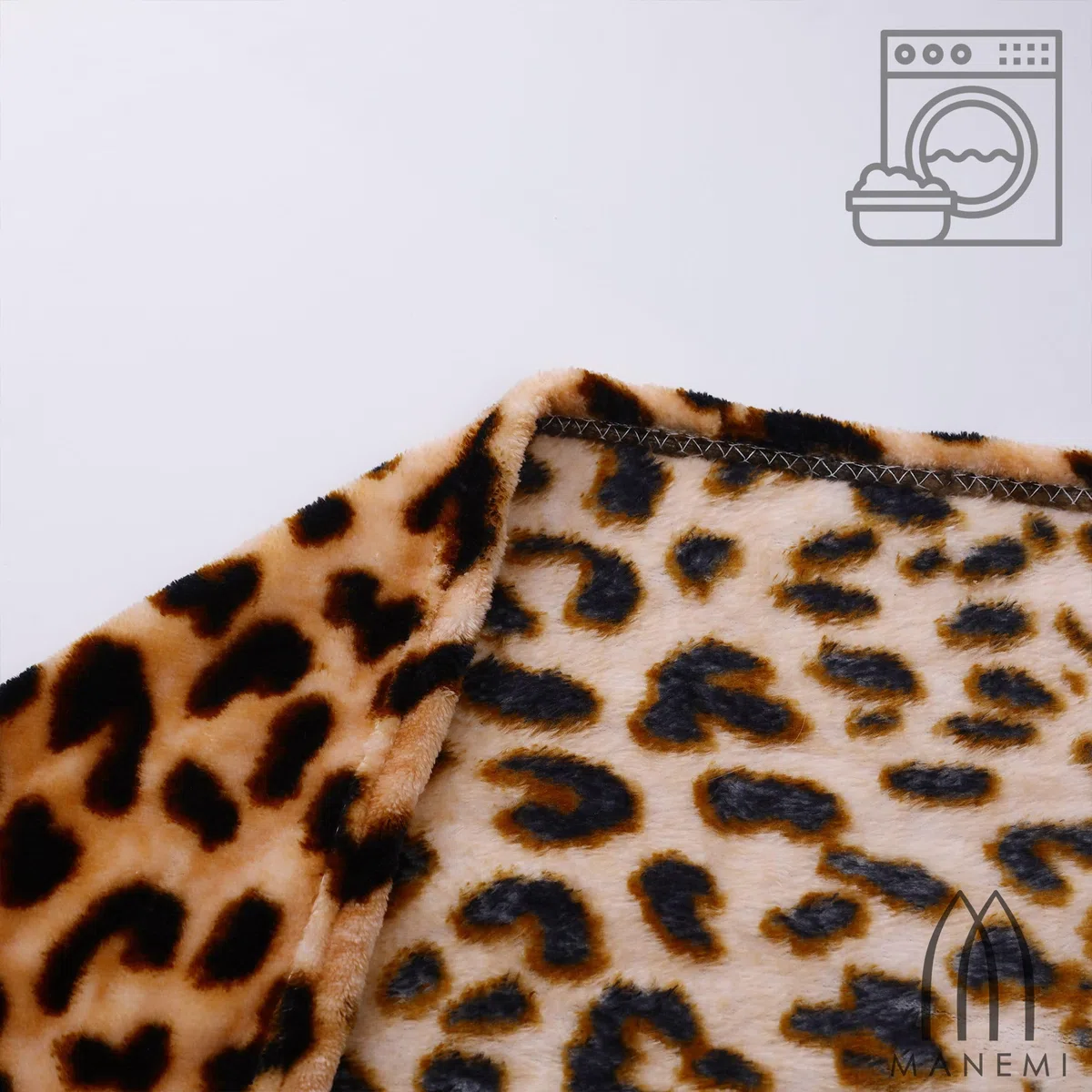 MANEMI - Manta Poliéster 100% Microfibra 220 x 240cm, Manta Sofá y Cama, Estampado Animal Leopardo, Beige