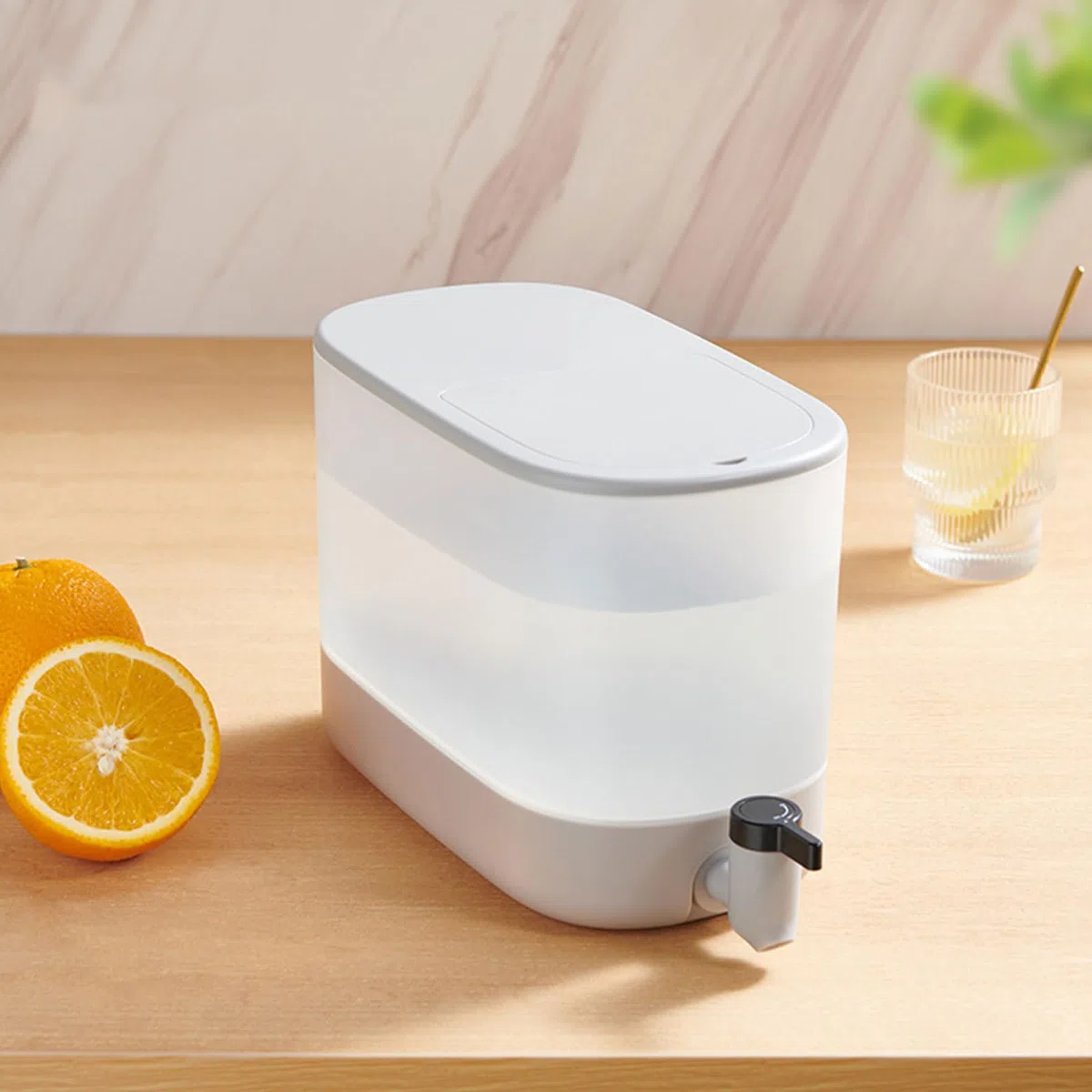 Agua para Nevera, contenedor Bebidas Gran Capacidad 4 l con Grifo, Tetera Frutas sellada para Jugo Helado, Jarra Agua para refrigerador, Tetera Frutas con Grifo, Jugo, Gray