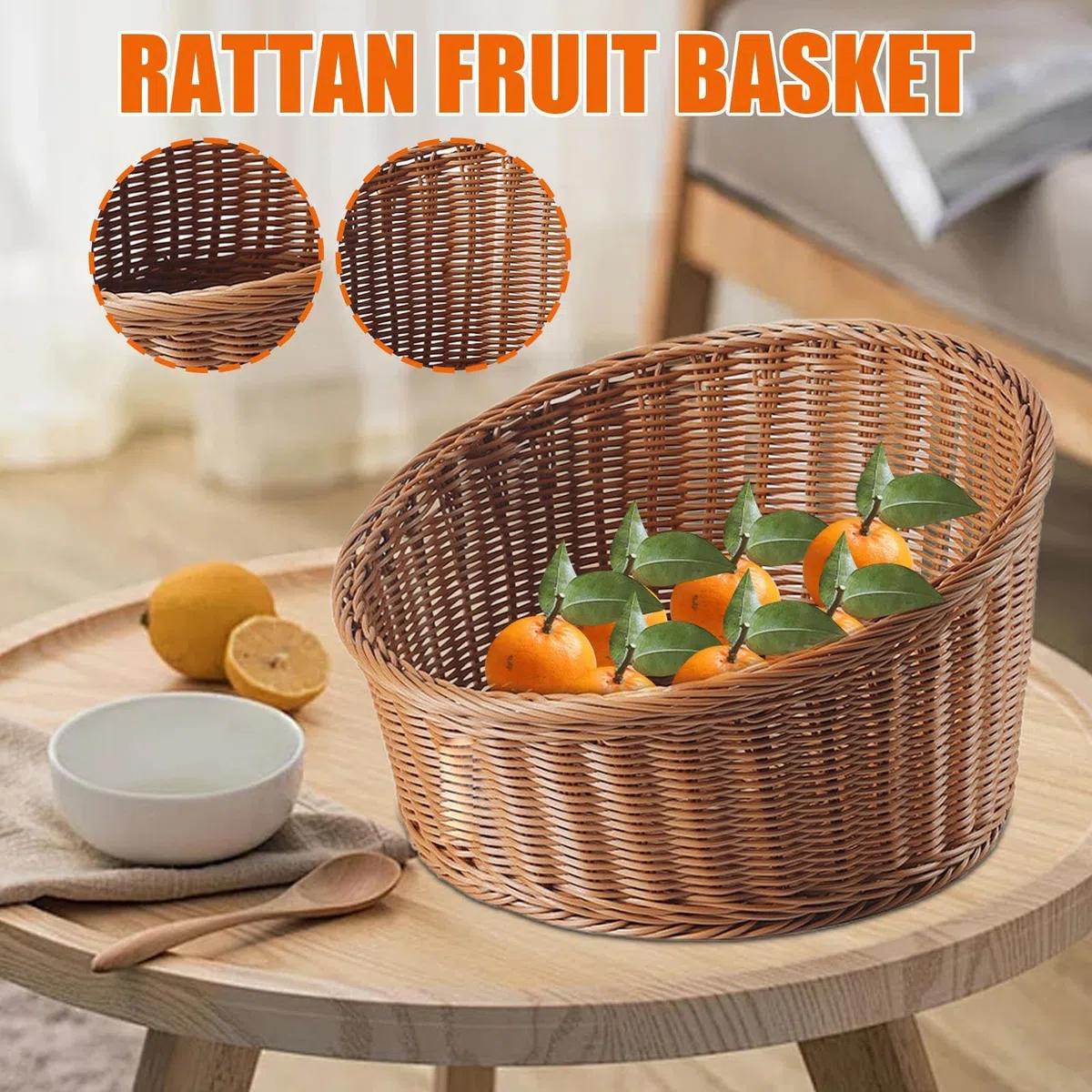 Cestas Para Servir Pan bandeja organizadora portafrutas imitación ratán | Cesta De Mimbre Para Servir Pan mesa mostrador verduras y pasteles restaurante picnic panadería