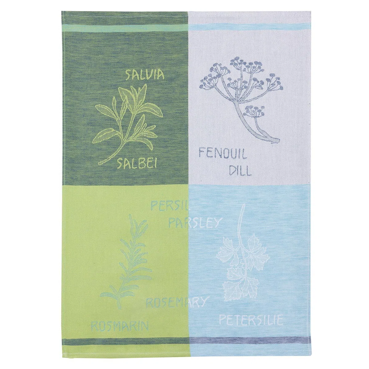 3 unidades Jacquard – Trapo, mitad de lino, TRIOLINO, cocina hierbas, tres colores diferentes, 50 x 70 cm