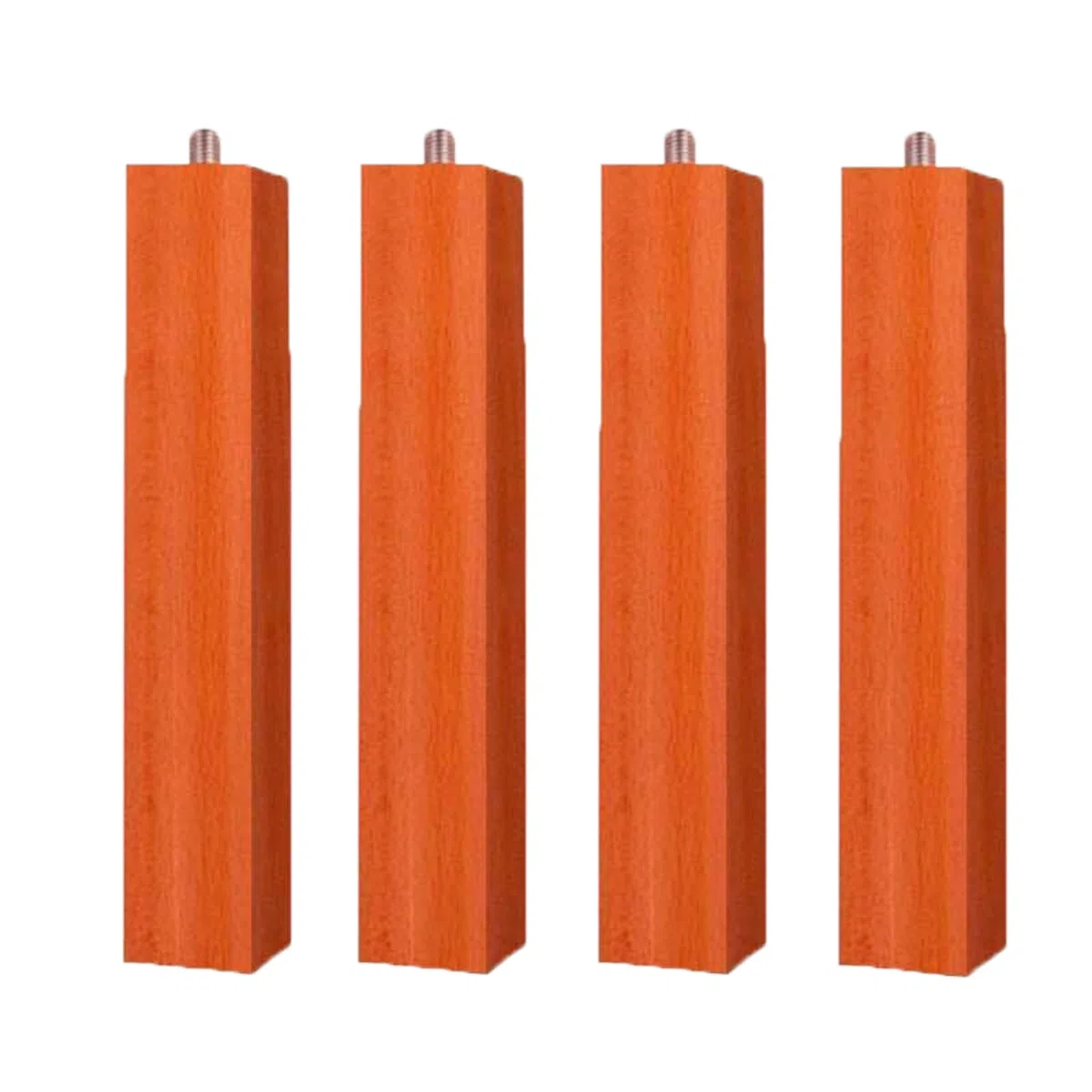 Miroytengo Juego de 4 Patas Cuadradas 25 cm para Somier o Base Tapizada con Rosca y Sistema Antiruido de Madera en Color Cerezo
