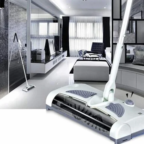 Barredora inalámbrica recargable, ligera, multilimpiadora, barredora manual de suelos y alfombras con recogida de alto nivel en ambos sentidos hacia adelante