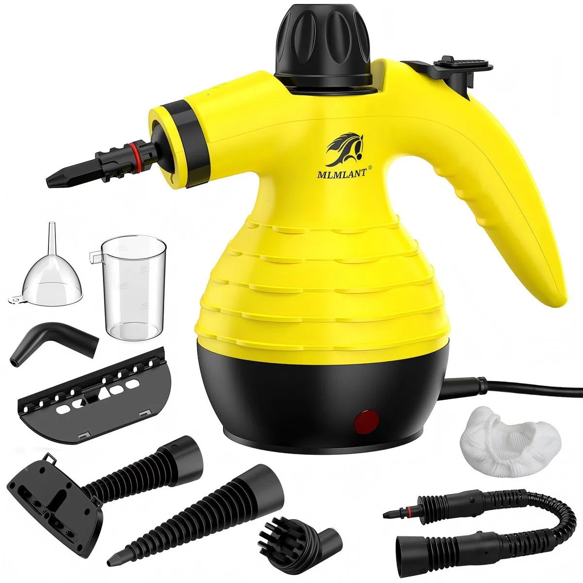 MLMLANT Limpiador de vapor, limpiador de vapor multifunción con cierre de seguridad y juego de 9 accesorios, ideal para alfombras, asientos de coche, sofás, tapizados y mucho más