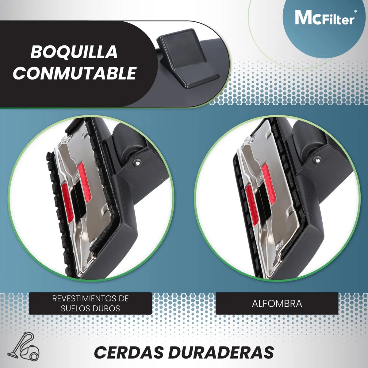 McFilter | Boquilla combinada adecuada para las aspiradoras Miele C1, C2, C3, S8000, S2, S3, S4, S5, S6 series, Complete, Compact, Classic, 35mm, función de enganche y aparcamiento conmutable