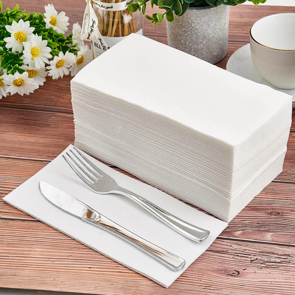 Paquete de 420 Toallas de Mano Desechables para Baño, Servilletas de Papel Suave y Absorbente, Toallas Papel Secamanos Invitados Decorativas para Cocina, Fiestas, Bodas, Cenas
