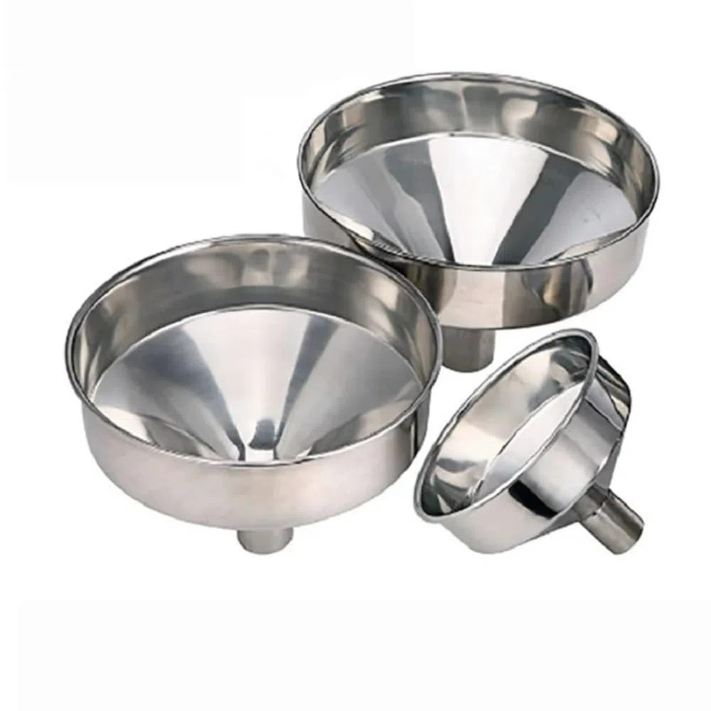 Embudo De Acero Inoxidable, Embudo De Cocina Grande, Herramientas De Filtro De Aceite De Cocina, Líquido, Boca Ancha De Metal, For Llenar Botellas Latas, 28x20cm