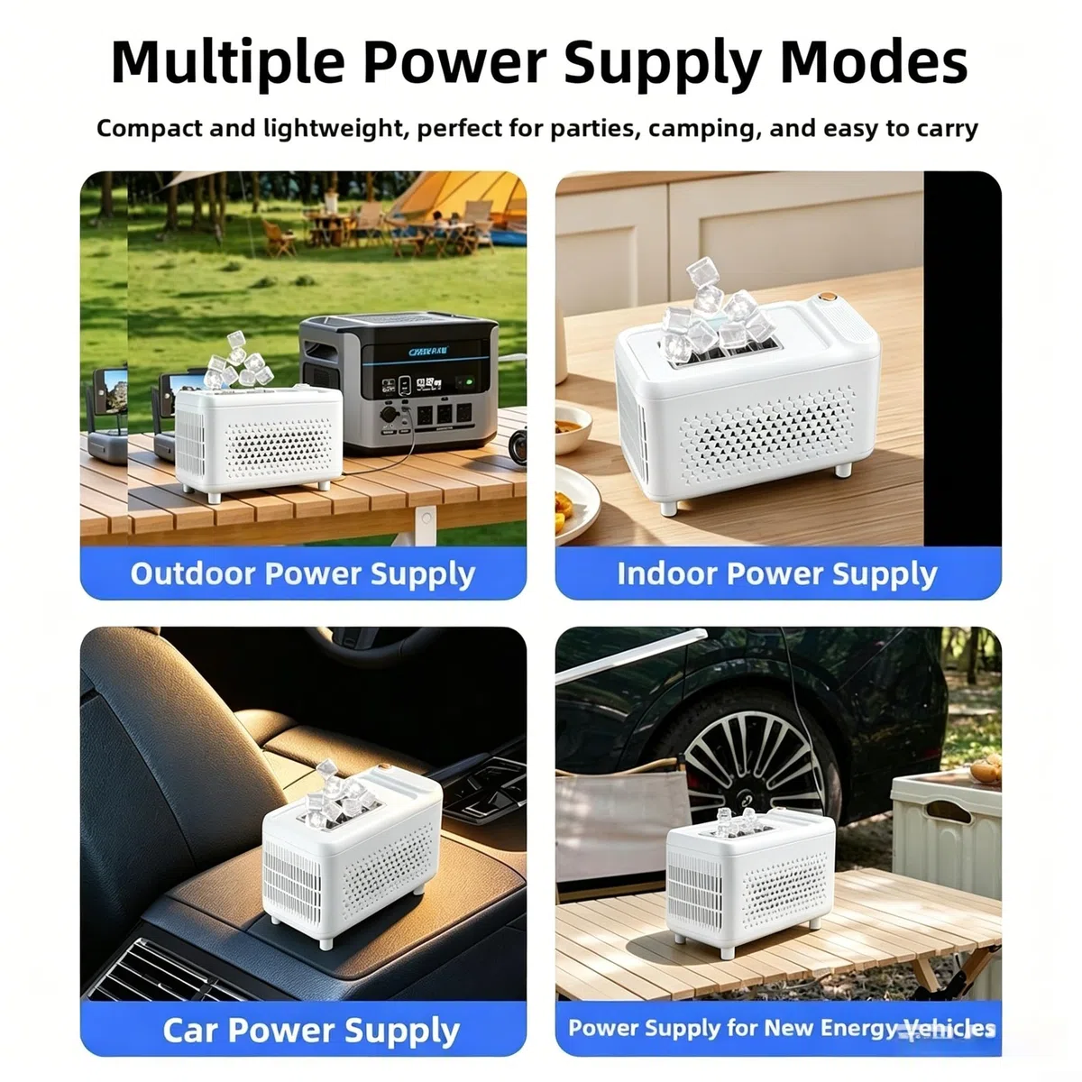 Máquina de hielo portátil de 12 V para uso en vehículos de camping y oficina con para congelación rápida y diseño ligero, hogar y cocina (blanco 8)