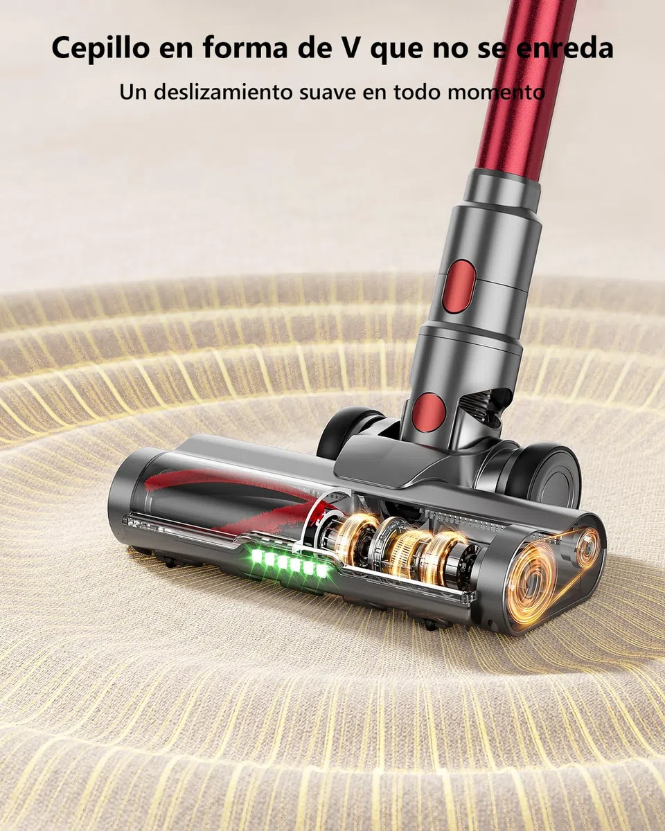 60KPa/600W Aspiradora sin Cable, Aspiradora Fregadora Sin Cable Potente hasta 75Mins, con Carga de Pared Smart Screen, Cepillo Antienredos, Alfombra Pelo Mascota Suelo Sofá