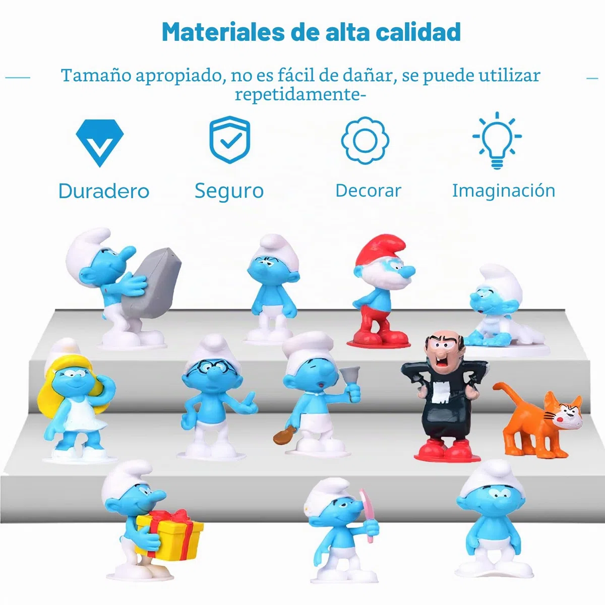 Figura de pitufo Cupcakes, 12 piezas The Smurfs Cake Topper Mini Figuras de Pitufos Mini Pastel Decoración Fiesta Decoración de cumpleaños para Niños