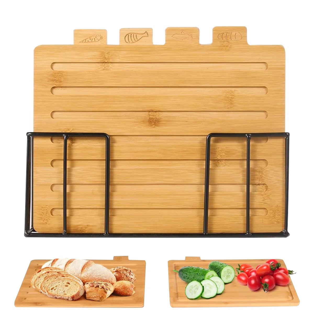 Tabla De Cortar Carne Suministros De Preparación De Comidas Incluye | Juego de Tablas de Madera para Picar Comida Para Familia Hogar Restaurante Café Apartamento Cocina
