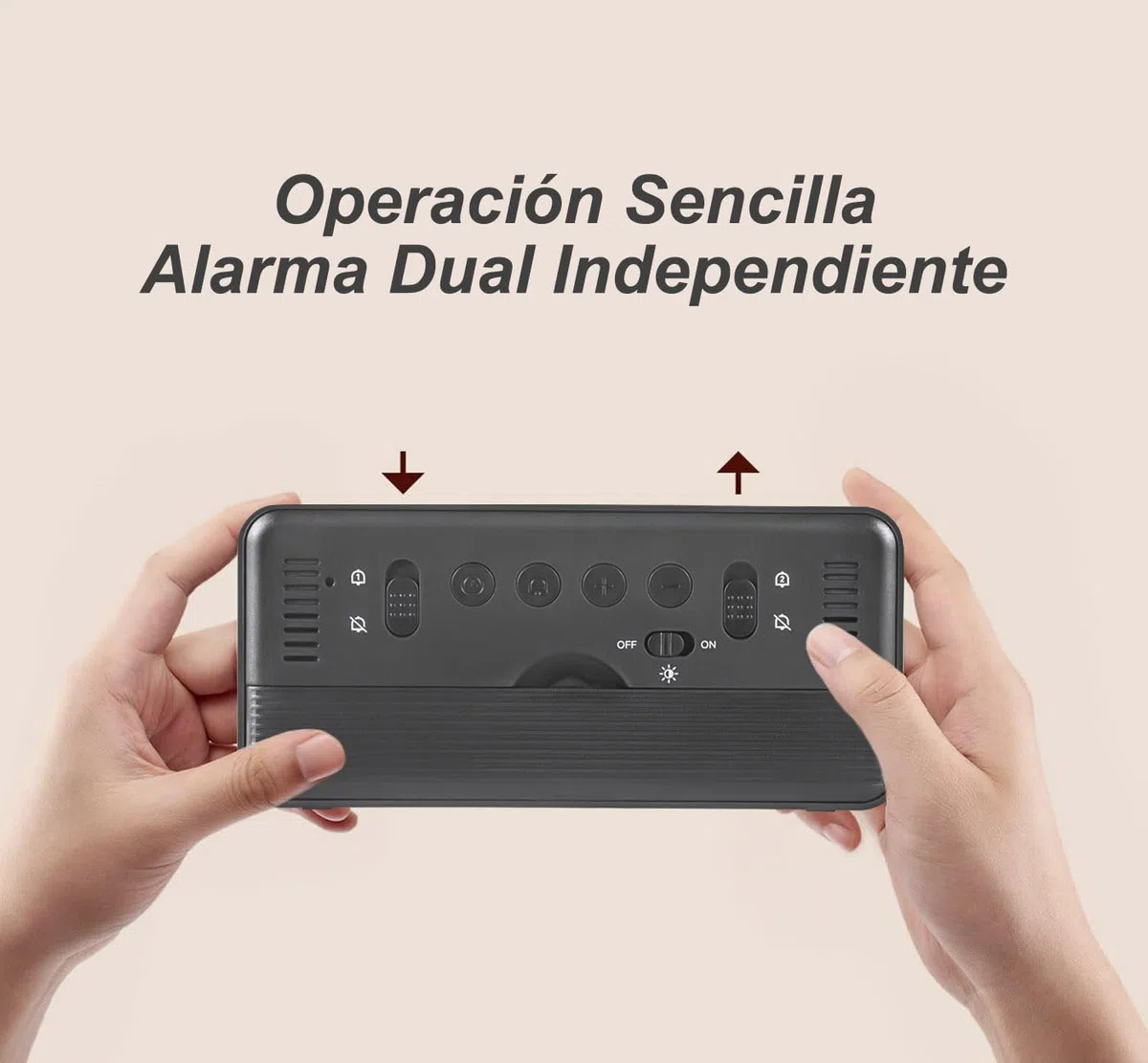 Reloj Despertador Digital a Pilas con Calendario | Temperatura | Humedad | Pantalla LCD | Doble Alarma | Repetición y Retroiluminación Reloj Pequeño de Sobremesa (Negro)