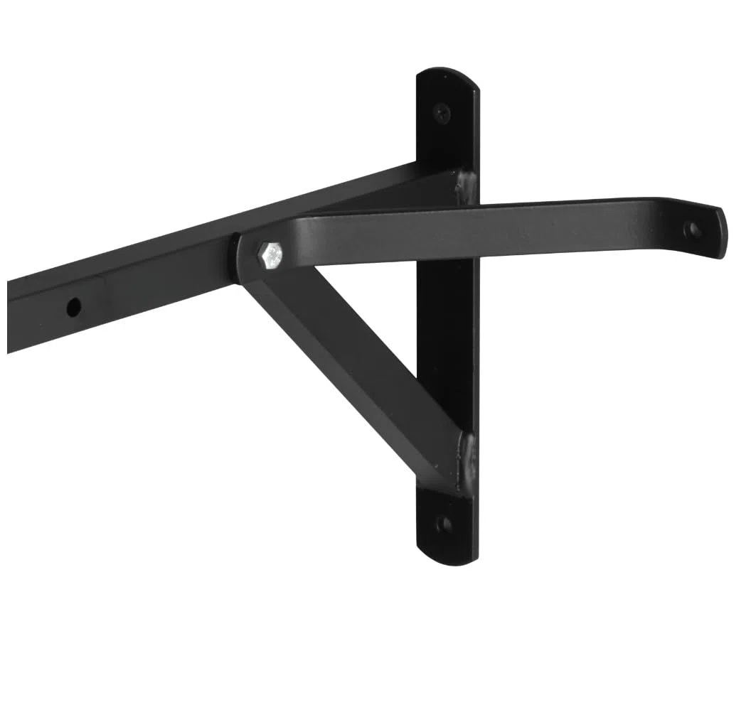 Tendedero con escuadra 550 x 20 mm + 6 Poleas INOX 40 mm | Negro | Interior y Exterior