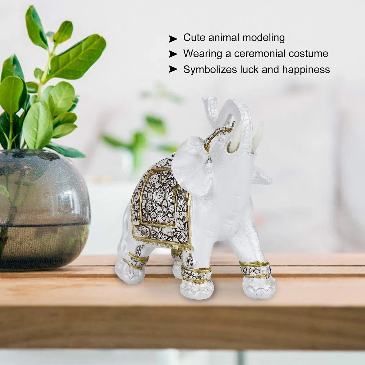 Feng Shui estatuas de Elefante para la Fortuna de la Riqueza, Resina Estatua de Elefante Afortunado Coleccionable, Escultura de Elefante de Estilo de Porcelana, decoración de la Oficina del hogar