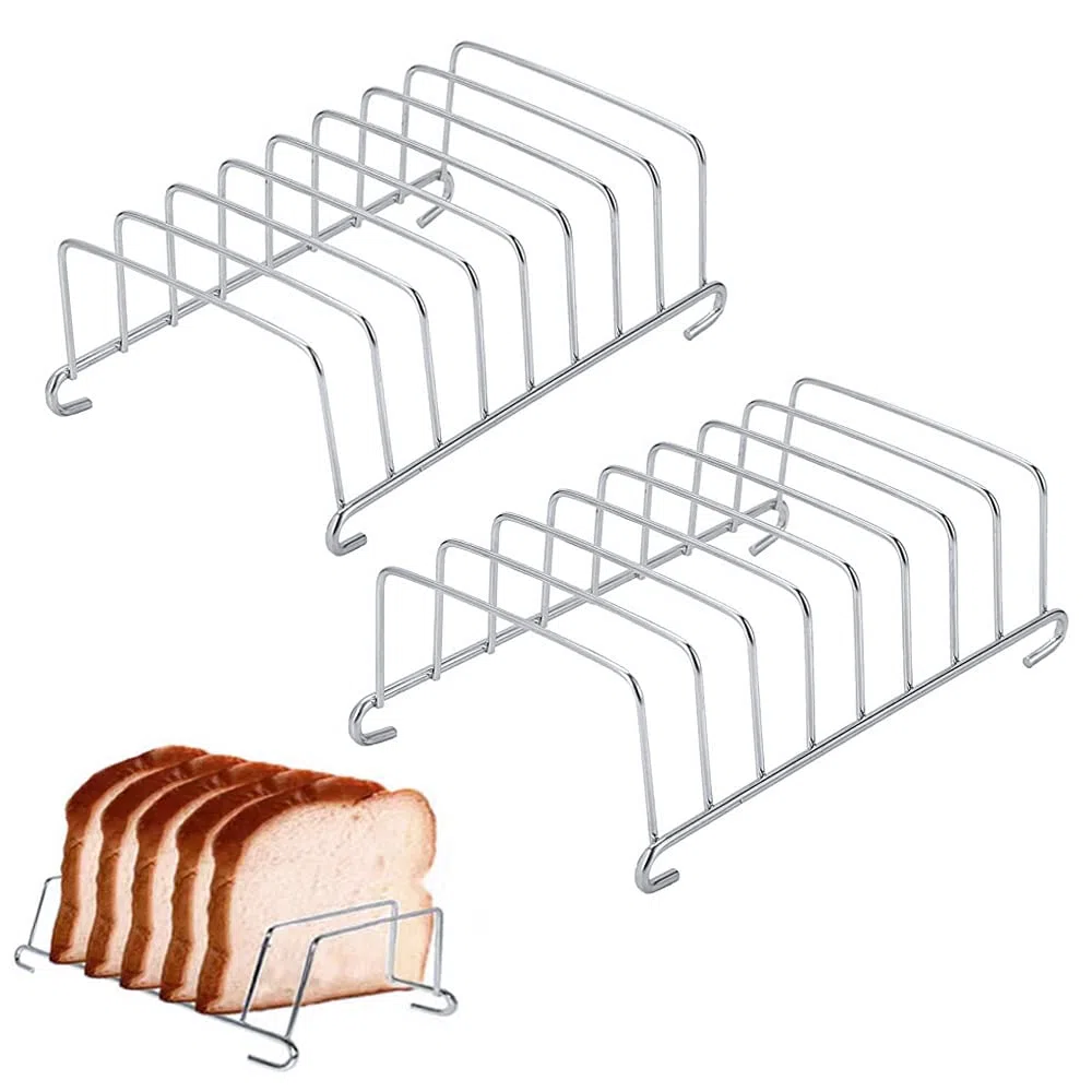 Soporte para tostadas 2 Piezas Porta Tostadas de Acero Inoxidable Soporte Pan Tostado Toast Rack Rejilla para Pan Tostadas Rack Porta Comedor Soporte de Refrigeración