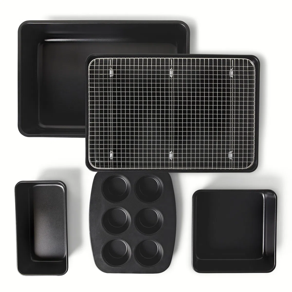 Amazon Basics Juego de 6 Utensilios para Hornear Antiadherentes, Apilables, Aptos para Lavavajillas y Horno