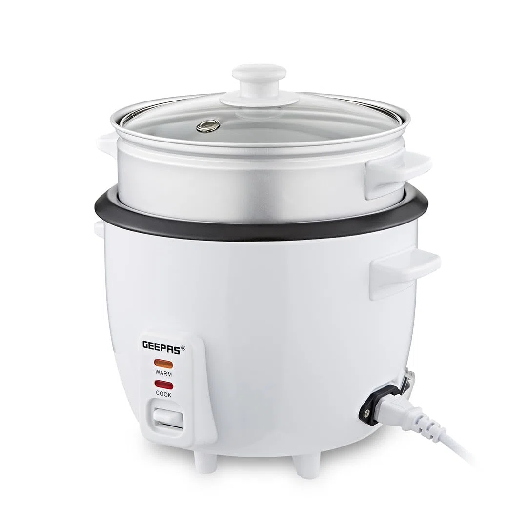 Geepas - Olla de arroz con vaporizador (1 L, 400 W, antiadherente, cocción automática, fácil limpieza, protección a altas temperaturas)