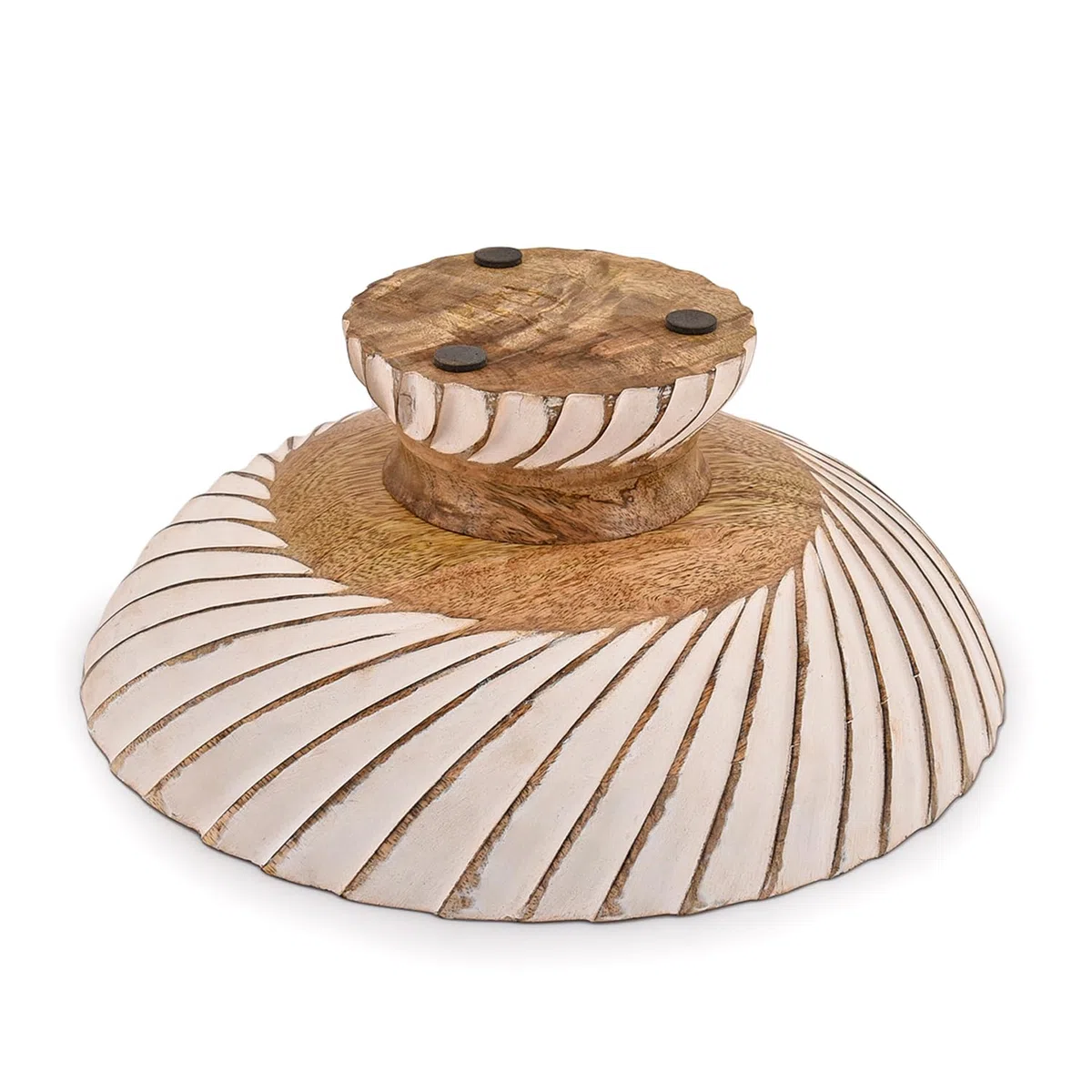 Frutero de madera de mango, cuenco de pedestal para decoración de mesa, para encimera de cocina, cuenco de frutas secas (30,48 cm x 30,48 cm x 12,06 cm)